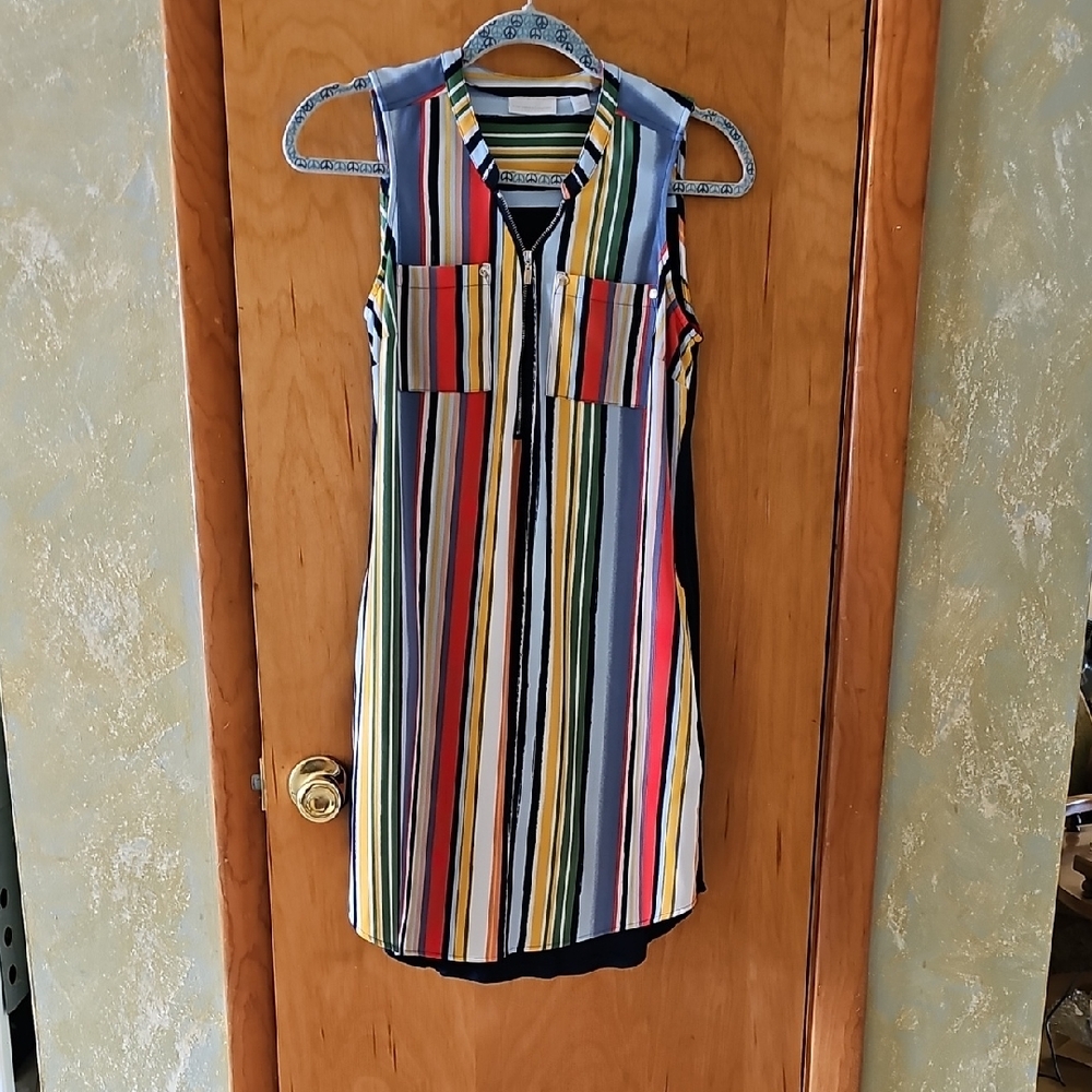 New York & Company Multicolor Striped Midi Dress